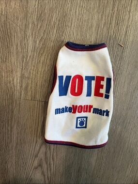 Patriotic "VOTE!" Dog Tee - White with Red & Blue
